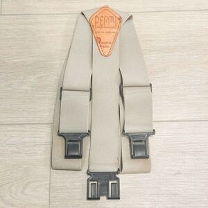 Original PERRY Suspenders Tan Khaki 1.5"  2” Wide Hook on Belt Clip USA Y Back